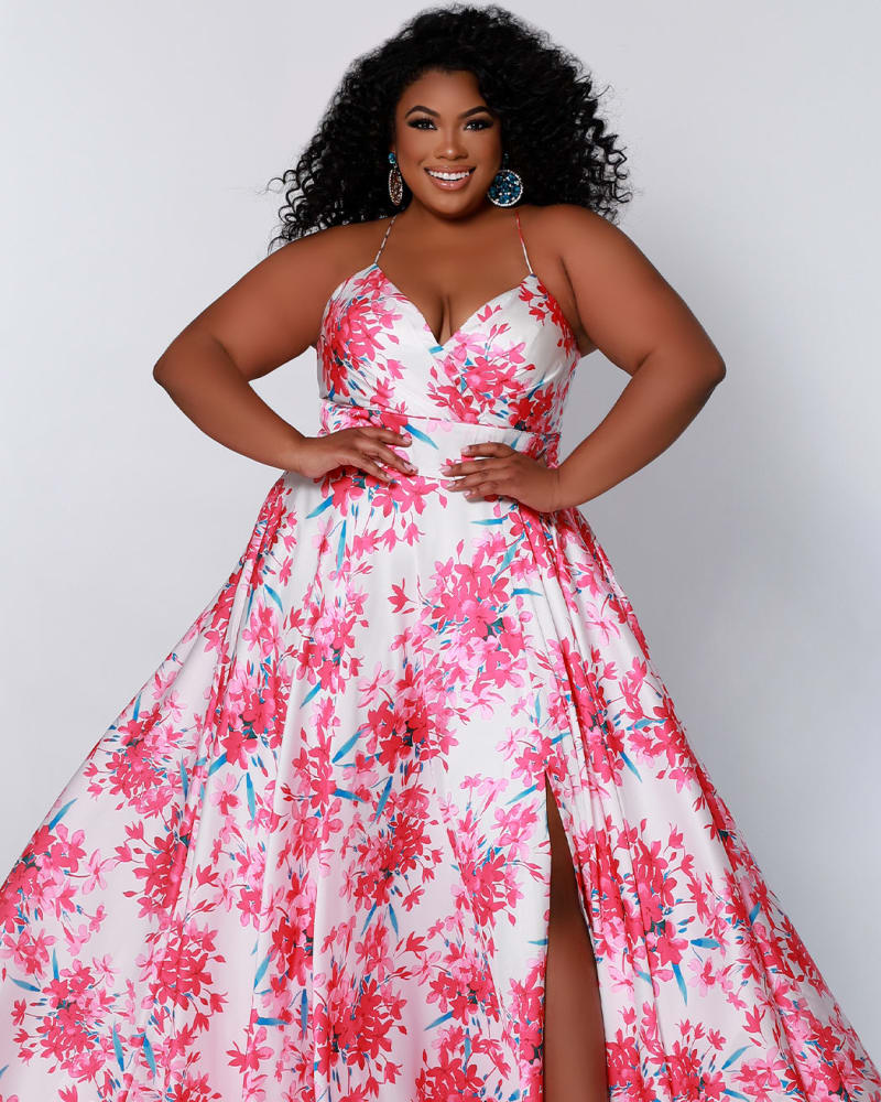 Front of a model wearing a size 14 Endless Summer Formal Dress in Pink Blossom by Celebrations by Sydney's Closet. | dia_product_style_image_id:280063